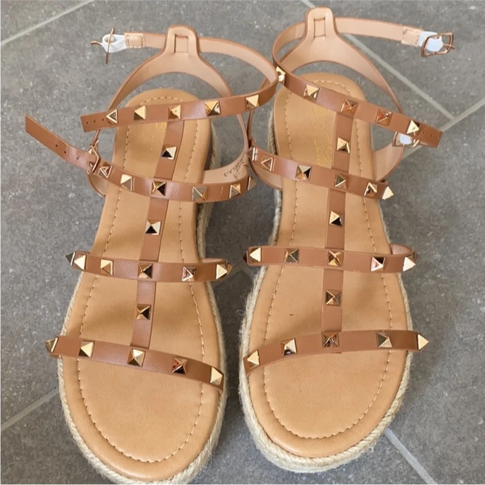 Tan Studded Espadrilles